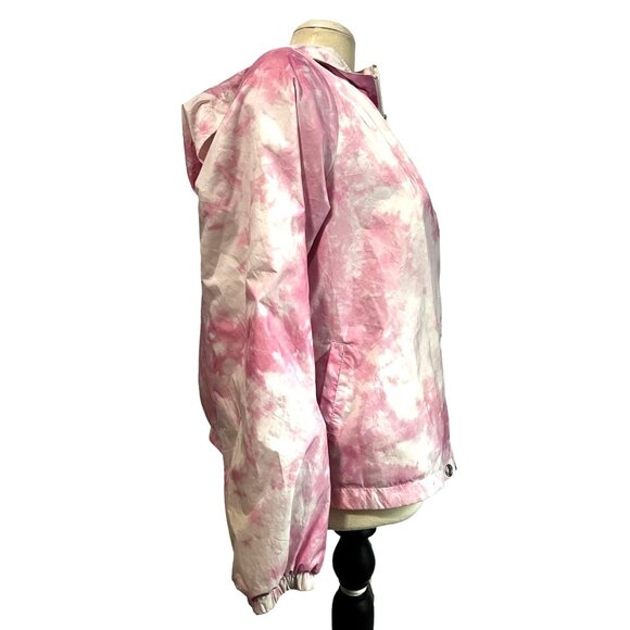 Forever 21 Plus Pink Tie Dye Windbreaker Jacket Sz 0XL Hooded - Picture 6 of 11